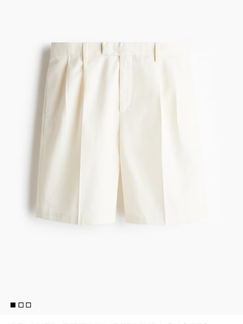 H&M Men’s Tailored Cream Flat Front Shorts